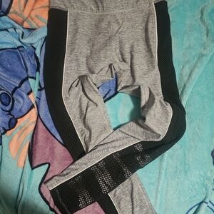 PINK Victoria's Secret Heather Gray Leggings with Black Mesh
